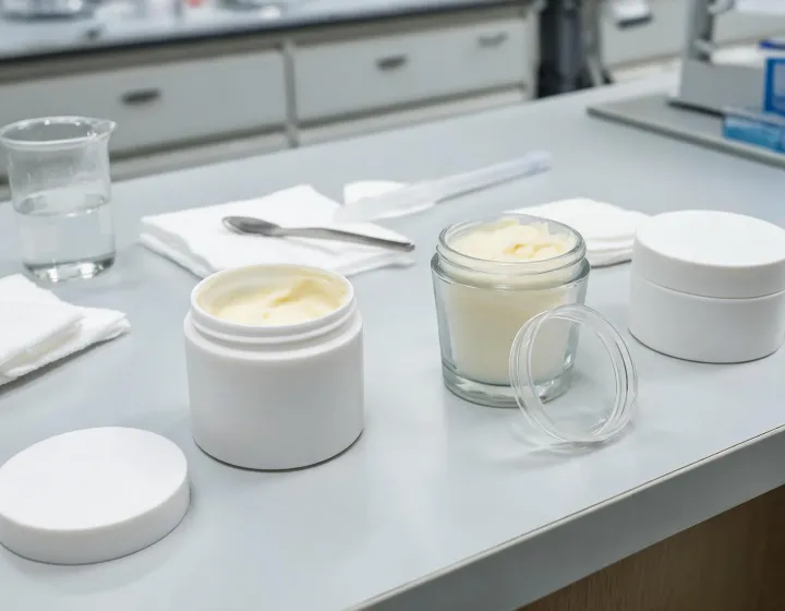 Cleansing Balm Sourcing on a cosmetics bench, illustration only